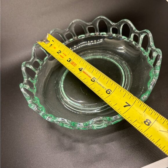 Uranium Green Depression Glass Open Lace Bowl - Picture 2 of 7